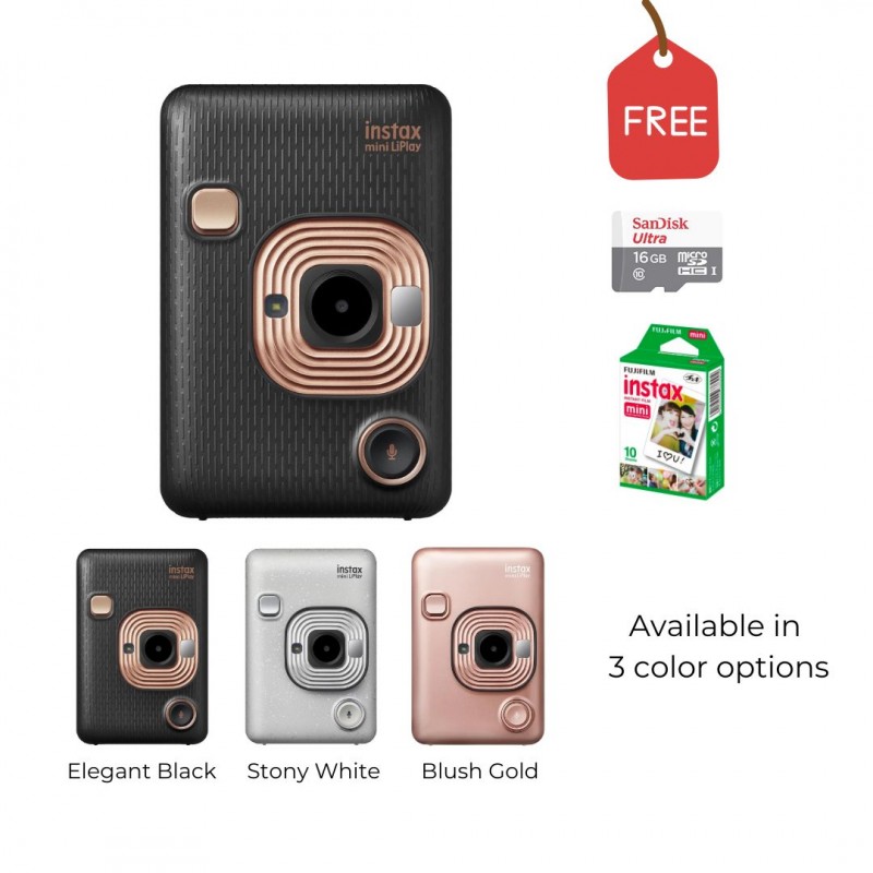  instax Mini LiPlay 2-in-1 Hybrid Instant Photo Camera and  Printer with 2.7 inch LCD Screen, Mini Film formT,Elegant Black :  Electronics