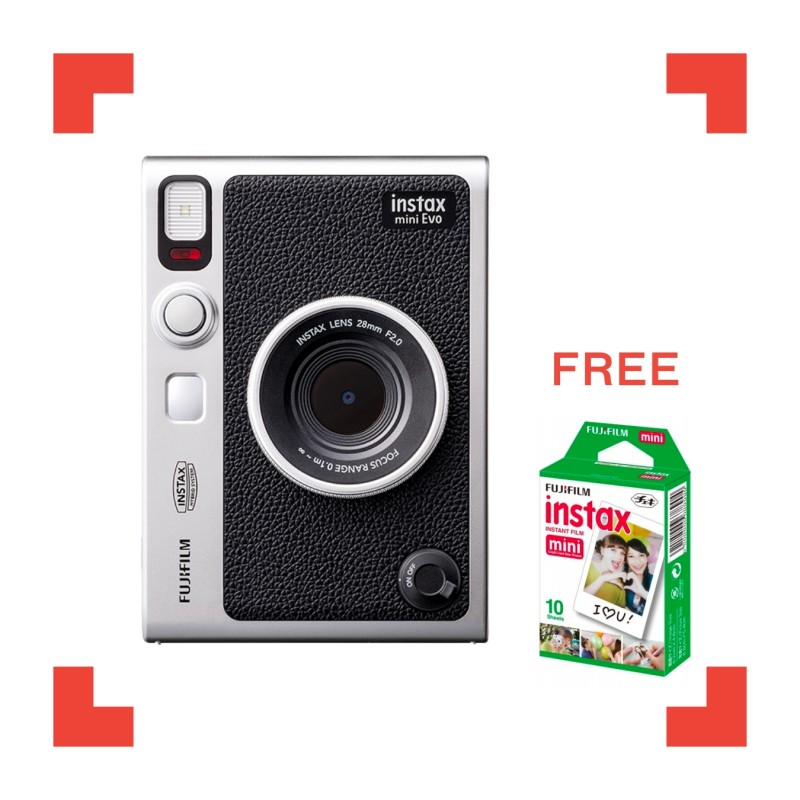 Fujifilm Instax Mini Evo Hybrid Instant Camera (Brown) with 1