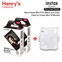 Fujifilm 2pcs Instax Mini Film Black and Clear Case for Instax Mini 12 Bundle