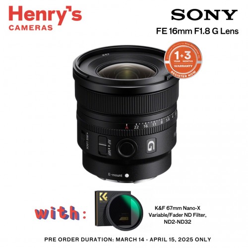 Sony FE 16mm F1.8 G Lens (PRE-ORDER)